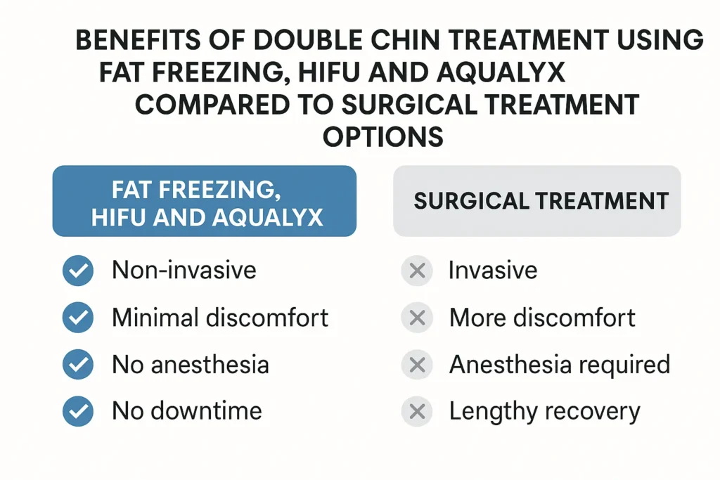 Graphic about the benefits of double chin treatment Leighton Buzzard - from LA LIPO