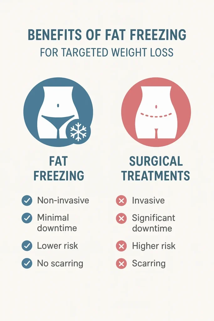 graphic showing the benefits of fat freezing Leighton Buzzard