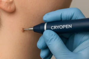 Person receiving skin tag removal Leighton Buzzard